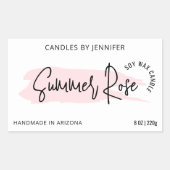 水フェミニン色エレガントピンクのキャンドルスズ 長方形シール (正面)