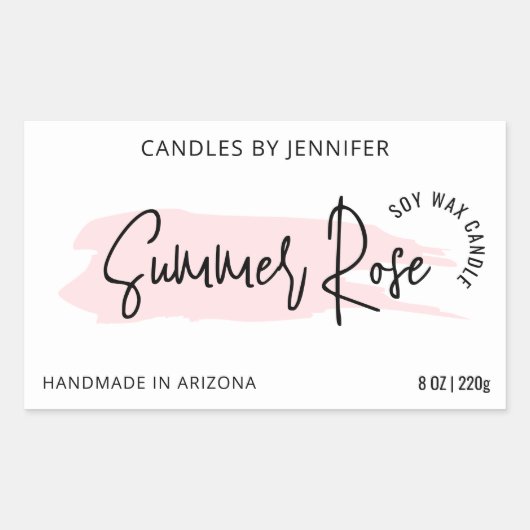 水フェミニン色エレガントピンクのキャンドルスズ 長方形シール (正面)