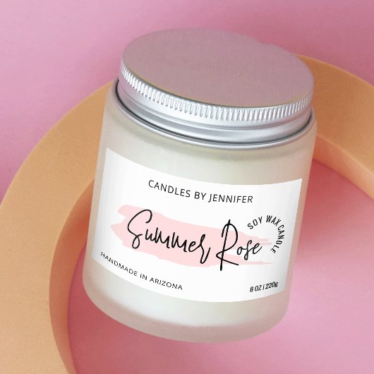 水フェミニン色エレガントピンクのキャンドルスズ 長方形シール