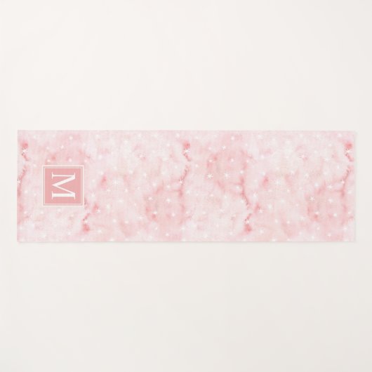 水フェミニン色バラ金ゴールドとスターズモノグラム ヨガマット (正面(横))