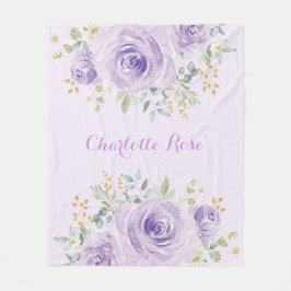 水フェミニン色パープルバラベビーガール子供部屋 フリースブランケット