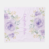 水フェミニン色パープルバラベビーガール子供部屋 フリースブランケット (正面(横))
