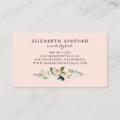 水フェミニン色ピンクピーチフローラガーランド 名刺 (裏面)