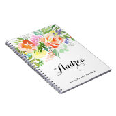 水フェミニン色ピーチ牡丹パーソナライズされた ノートブック (右側)