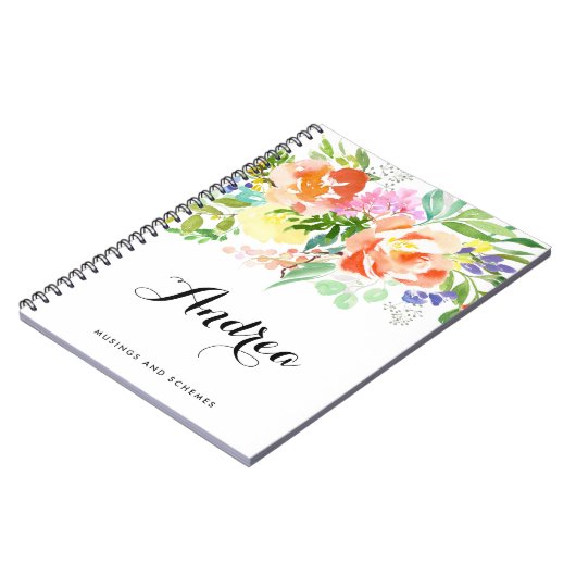 水フェミニン色ピーチ牡丹パーソナライズされた ノートブック (左側)