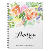 水フェミニン色ピーチ牡丹パーソナライズされた ノートブック (正面)