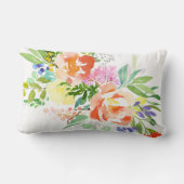 水フェミニン色ピーチ牡丹 |フローラ ランバークッション (裏面)