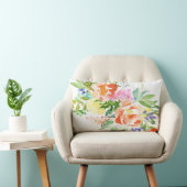 水フェミニン色ピーチ牡丹 |フローラ ランバークッション (椅子)