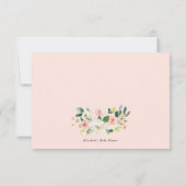 水フェミニン色ピーチ花模様ブックスベビー 招待状 (裏面)