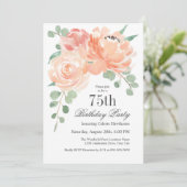 水フェミニン色フローラ75th誕生日パーティー 招待状 (スタンド正面)