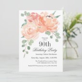 水フェミニン色フローラ90th誕生日パーティー 招待状 (スタンド正面)