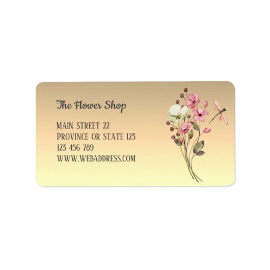 水フェミニン色ワイルドフラワー住所 シール (正面)