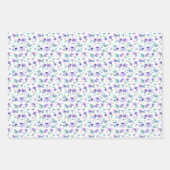 水フェミニン色紫Ditsy花柄 ラッピングペーパーシート (正面2)