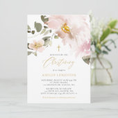 水フェミニン色赤面フラワーガール《キリスト教》洗礼式や命名式 招待状 (スタンド正面)