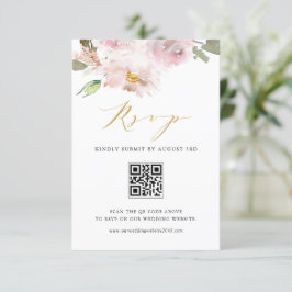 水フェミニン色赤面花結婚のQRコード 出欠カード