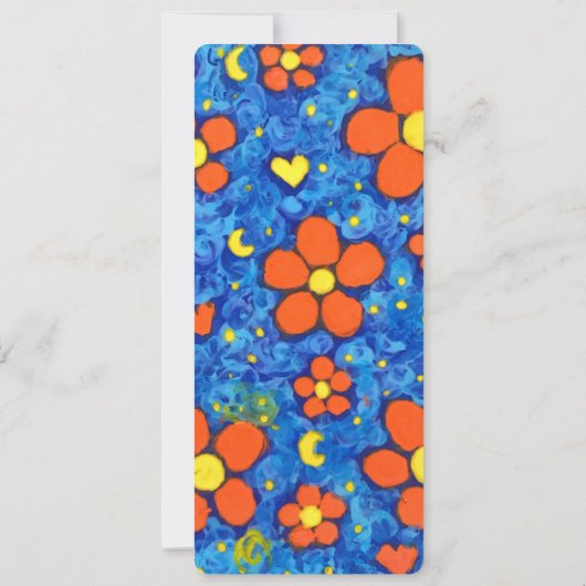 水フラットカードにオレンジ色の花 (裏面)