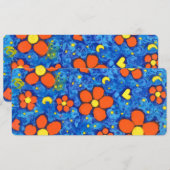 水フラットカードにオレンジ色の花 (正面/裏面)