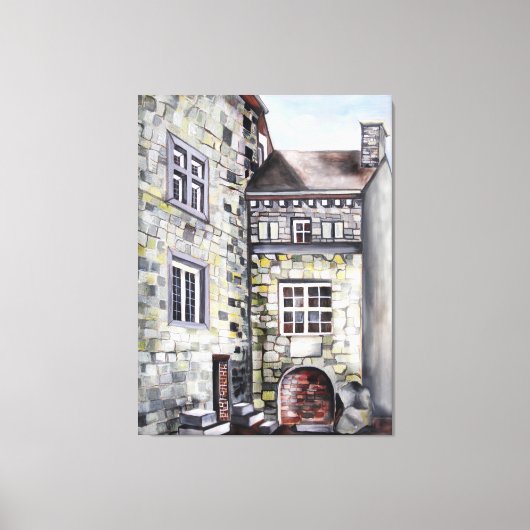 水フランスの色の古代の城 キャンバスプリント (正面)