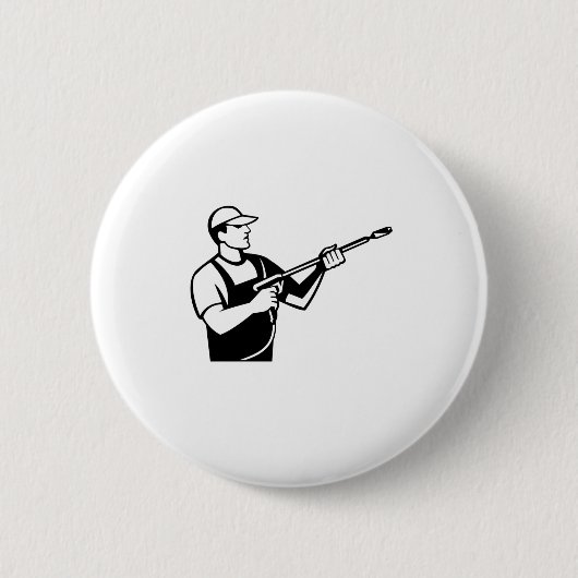 水ブラスター圧力洗浄付きパワーウォッシャー 缶バッジ (正面)