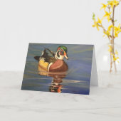 水ブランクの挨拶状のアメリカオシ カード (黄色い花)