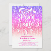 水プールクールパーティースクリプト渦ピンク甘い16 招待状 (正面)