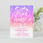 水プールクールパーティースクリプト渦ピンク甘い16 招待状 (スタンド正面)