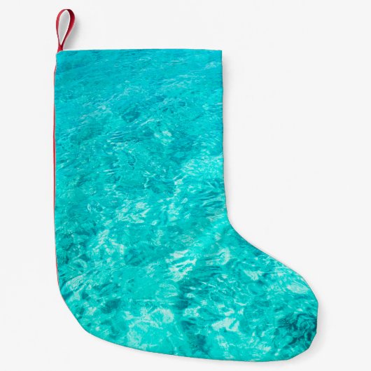 水プールターコイズの背景 スモールクリスマスストッキング (正面)