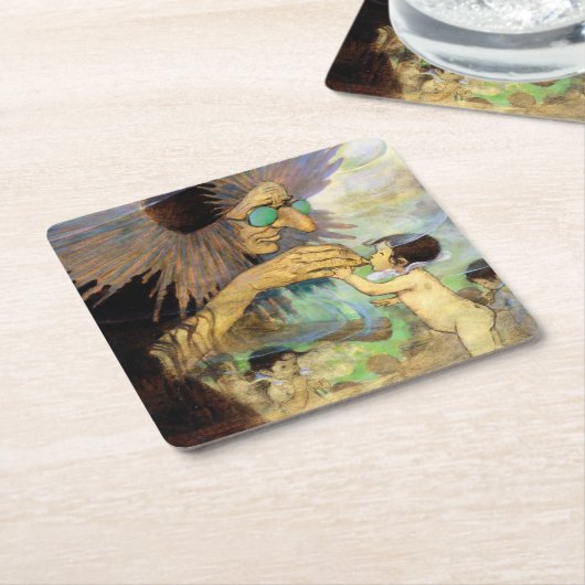 水ベビーと妖精、ジェシー・ウィルコック・スミス スクエアペーパーコースター (アングル)