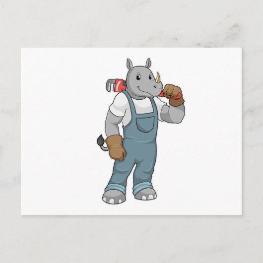 水ポンププライヤーを持つハンドマンとしてのサイ ポストカード (正面)