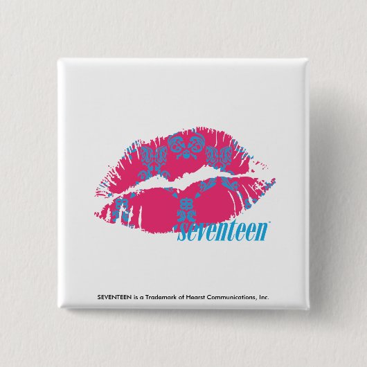 水マゼンタダマスク織 缶バッジ (正面)