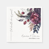 水ミニマルエレガント色フローラ結婚ナプキン スタンダードカクテルナプキン (正面)