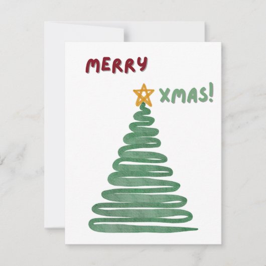 水ミニマルモダン色のクリスマス シーズンカード (正面)