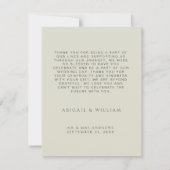 水ミニマルモダン色ツリーセージ緑 サンキューカード (裏面)