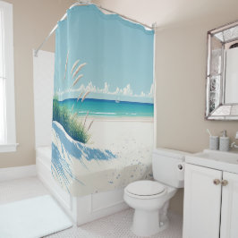 水ミニマル色エレガント白海パーソナライズされた シャワーカーテン