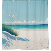 水ミニマル色エレガント白海パーソナライズされた シャワーカーテン (正面)