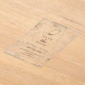 水ミニマル色オイスタービーチ保存日付 アクリル招待状 (レイダウン)