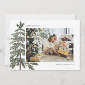 水ミニマル色クリスマスツリーファミリーフォト シーズンカード (正面)