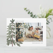 水ミニマル色クリスマスツリーファミリーフォト シーズンカード (スタンド正面)