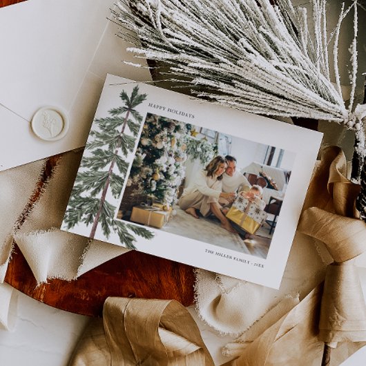 水ミニマル色クリスマスツリーファミリーフォト シーズンカード