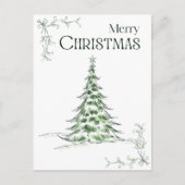 水ミニマル色クリスマスツリーメリークリスマス シーズンポストカード (正面)