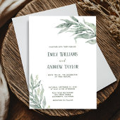 水ミニマル色グリーン結婚式招待状 招待状