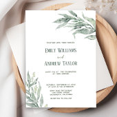 水ミニマル色グリーン結婚式招待状 招待状