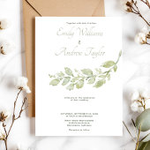 水ミニマル色グリーン結婚式招待状 招待状