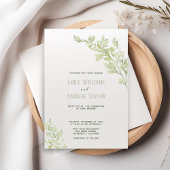 水ミニマル色グリーン結婚式招待状 招待状