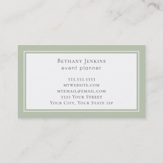 水ミニマル色セージ緑の緑 名刺 (裏面)