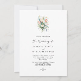 水ミニマル色チューリップqrコー結婚ド 招待状