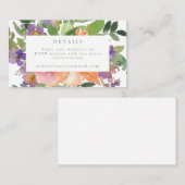 水ミニマル色パープルフローラの結婚ウェブサイト エンクロージャーカード (正面/裏面)