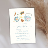 水ミニマル色パー茶ベビーシャワー 招待状