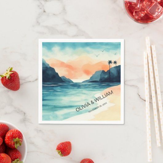 水ミニマル色ビーチ スタンダードカクテルナプキン (インサイチュ)