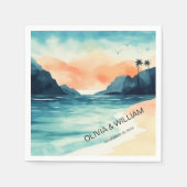 水ミニマル色ビーチ スタンダードカクテルナプキン (正面)